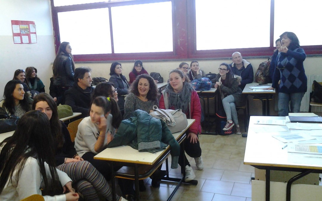 The meeting of coordinator with students and parents in Italian school