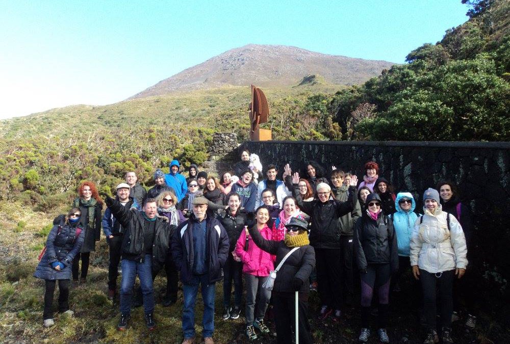 The Portuguese students and teachers on volcanic trail.